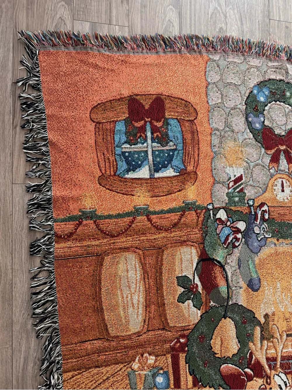 Disney Resort Christmas tapestry throw blanket with Santa Mickey Mouse Pluto